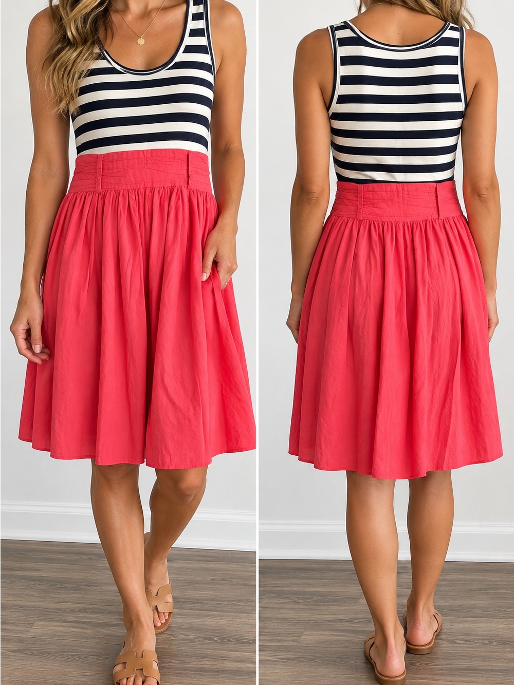 Theme Coral Pink High-Waist Circle Skirt